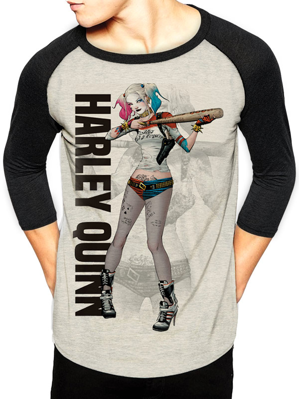 Baseball 3/4 Shirt Suicide Squad - Harley Quinn, Biege/Black Size L