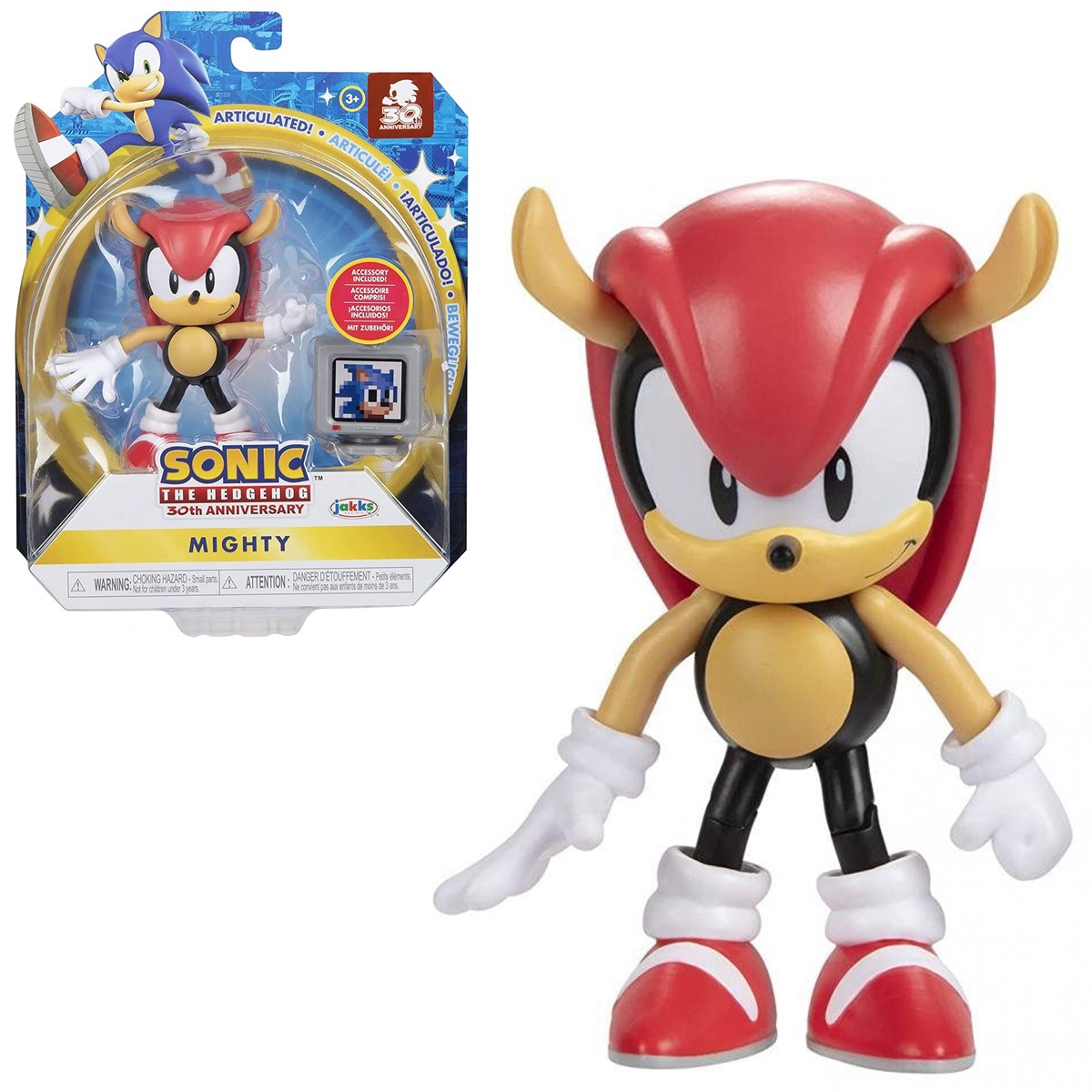 Sonic The Hedgehog - 30th Ann Articulated Figurine incl. Accessory - Mighty, 10 cm