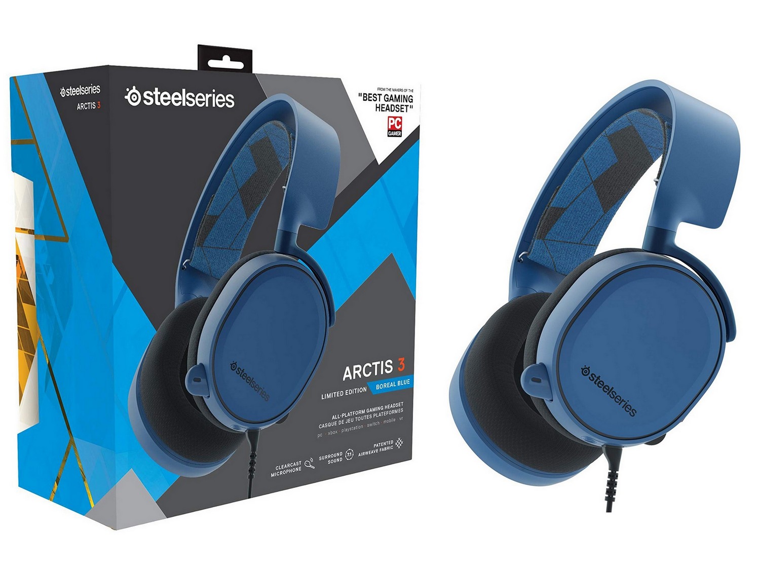 SteelSeries Arctis 3 Limited Edition Wired Headset - Boreal Blue (PS4, Xbox One, PC)