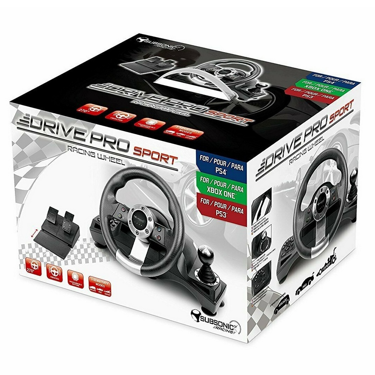 Subsonic Drive Pro Sport Wheel with Pedals and Gear Shift (PS4, PS3, Xbox One)