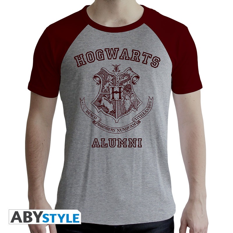 T-Shirt Harry Potter - Hogwarts Alumni, Grey/Burgundy Size M