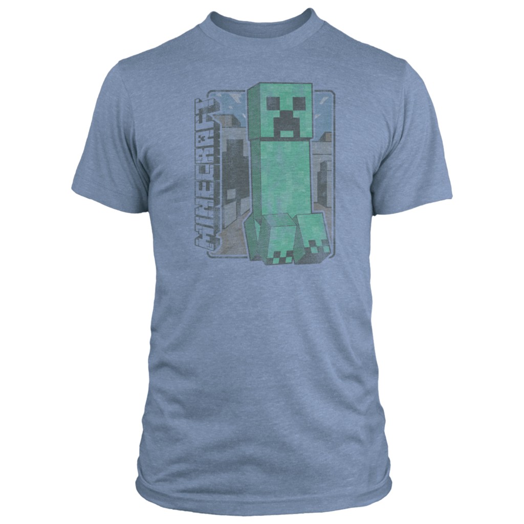 T-Shirt Minecraft - Vintage Creeper, Blue Size S Kids