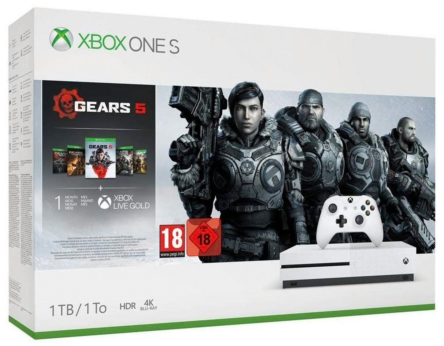 Xbox One S 1 TB - Gears 5 and Gears of War 1-4 Digital Download Bundle